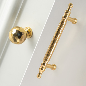 Hammered Brass Handles - Hammered <strong>Gold</strong> Finish Wardrobe <strong>Pulls</strong> &amp; Single Hole <strong>Drawer</strong> Knobs - Product Image 6