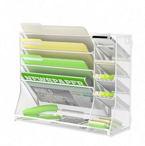 <b>Wall</b> File Organizer 5-Tier Office <b>Desk</b> Organizer with 4 Pen Holders <b>Wall</b> Organizer for Office with R-shaped Bottom Tray - Product Image 1