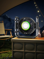 Ventilateur portable rechargeable ODM dernière génération pour la maison, le bureau, le camping, rotatif, avec éclairage LED RGB 16000mAh