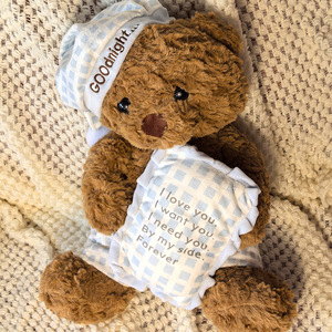 ตุ๊กตาหมีเท็ดดี้ลายตารางน่ารัก ชุดนอนผ้าพลัฌ - Product Image 3