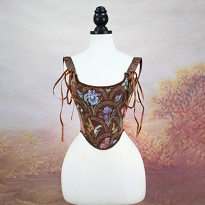 Corset brodé motif peinture à l'huile Monet, style rétro, bustier à baleines, taille froncée, amincissant pour l'abdomen, Courody Apewear - Product Image 2