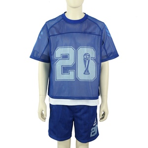 HEALY2026 Ensemble haut et short en maille à coupe carrée Streetwear Chemise de sport de football d'été pour hommes Vêtements de sport unisexe - Product Image 1