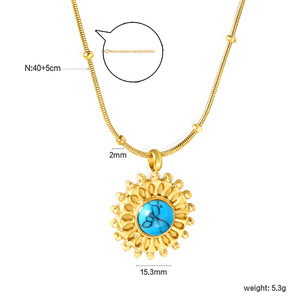 Collar de Acero Inoxidable con Colgante en Forma de Sol, Estilo Europeo Americano, Joyería de Diseño Ligero y Lujoso, Colgante de Moda - Product Image 4