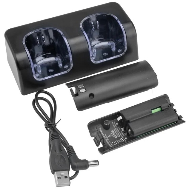 2-in-1 Charging Station Dock Stand +2800mAh Rechargeable Battery for Wiies Gamepad Remote Controller Charger Dock Station
