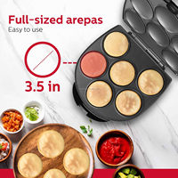 Machine à Arepas Électrique Automatique en Acier Inoxydable avec Surface Antiadhésive, Cuiseur Multi-Snacks 6 Emplacements pour Crêpes, Galettes de Maïs et Tosti