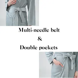 Sunhome Manufactory Direct Sleepwear V-neck Terry Pajamas With Belt Vacation Bathrobe Woman