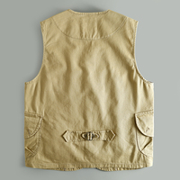 Gilet de chasseur de reportage en sergé de coton personnalisé, gilet décontracté multi-poches pour homme, gilet surdimensionné