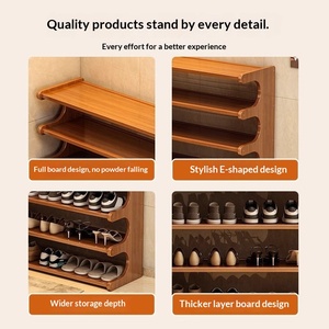 6-tier Bamboo <strong>Shoe</strong> <strong>Rack</strong> Simple Multi-layer Dustproof Wide Narrow Doorway Indoor Outdoor Household <strong>Storage</strong> - Product Image 2