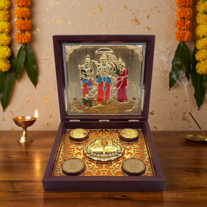 Elegant <b>Gold</b> Plated Stainless Steel Ram Darbar <b>Statue</b> Handmade Art Decor Home Decorative Box Multi-piece Hindu Religious Diwali - Product Image 2
