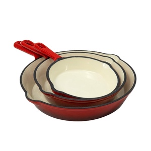 ชุดกระทะเคลือบ 3 ชิ้น คุณภาพระดับเชฟมืออาชีพ ขนาด 6/8/10 นิ้ว ทำจากเหล็กหล่อเคลือบ ไม่ติดกระทะ สำหรับย่างและทอด - Product Image 2