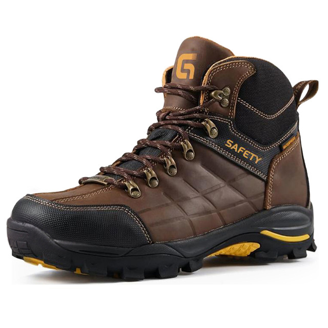 Factory  Footwear S3 Safety Boots Cow Leather Waterproof Men Functional Boots Anti-Slip Puncture Resistant Work Safety Shoes