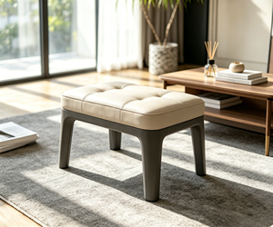 Taburete Moderno Tapizado en Tela con Patas de Madera Oscura para Muebles de Sala de Estar - Product Image 6