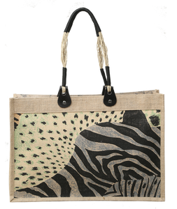 Bolsa Promocional de Yute con Estampado Animal y Asa Larga de Cuero Sintético con Diseño de Cuerda, Hecha en Bengala Occidental, India - Product Image 2