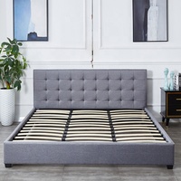 Vente en gros d'usine Sommier à lattes 140x200 cm Gris ou Noir Y compris Sommier à lattes avec housse en tissu Lit double rembourré