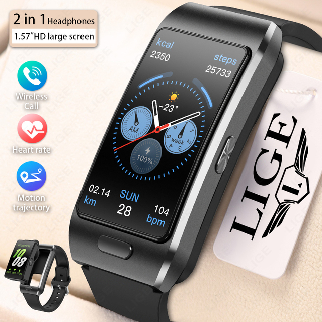 LIGE BWZ15MAX Dial Call Smart Bracelet Headset Answer Call GPS Al Voice Assistant Watch Smart Android Men Women Smartwatch