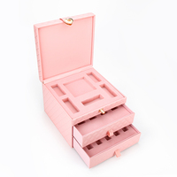 Boîte de rangement pour maquillage rose écologique personnalisable avec tiroirs à nœuds, grande capacité, pour bijoux et cosmétiques