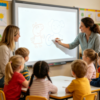 Equipo Educativo, Pizarra Interactiva Portátil con Lápiz Táctil, Dispositivo con Dos Lápices IR Recargables, Herramientas de Enseñanza