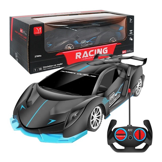 Latest Kids Toys 27MHz 1:18 Scale 4-Channel Remote Control Racing Car with Light Indoor-Outdoor Ready-to-Go for Ages 2-14
