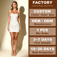 Robe Courte Blanche Tissée à Paillettes, Élégante et Tendance, Style Décontracté de Luxe, Sexy, avec Corset et Dos Lacé, Coupe Moulante, Taille Naturelle, pour Usage Quotidien
