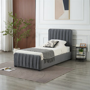 Ensemble de meubles de chambre à coucher contemporain et moderne, <span class=keywords><strong>lit</strong></span> simple <span class=keywords><strong>en</strong></span> tissu gris capitonné, style doux, <span class=keywords><strong>lit</strong></span> elliptique - Product Image 2