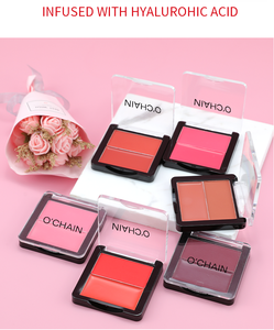 Ochain 2 In 1 High Pigment <span class=keywords><strong>Crema</strong></span> y polvo mate rosa de larga duración 2 en 1 Palette Duo Blush - Product Image 5