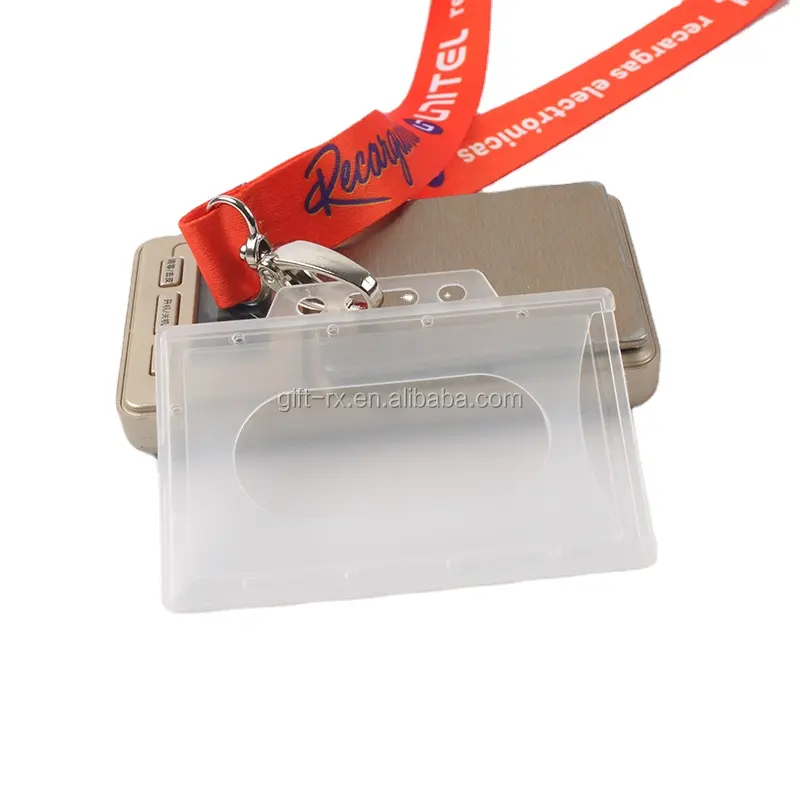 Groothandel Op Maat Doorzichtige Harde Plastic Id-Kaarthouders Met Lanyard Pvc Visitekaarthouder Met Pp-Materiaal En Logo-Afdrukken