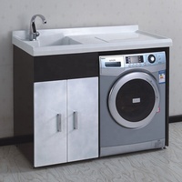 Imperméable à l'eau De Blanchisserie De Machine À Laver Évier Meuble de salle de Bain En Acier Inoxydable
