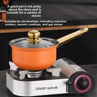 Ensemble de 12 ustensiles de cuisine antiadhésifs en acier inoxydable avec poignées dorées, couvercles en verre, compatibles induction, style moderne et minimaliste