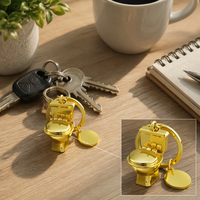 Pendentif en métal amusant en forme de toilettes, bicolore argent et or, cadeau fantaisie, vente en gros, directement de l'usine, OEM personnalisé pour porte-clés