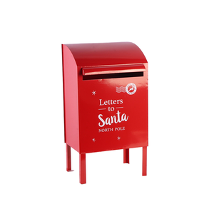 Boîte aux lettres de Noël de style vintage en fer pour le Père Noël, décoration de boîte aux lettres en fer pour l'extérieur, jardin, cour, fête à domicile - Product Image 4