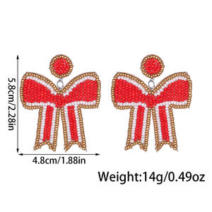 2025ใหม่ลดกระหน่ำต่างหูโบว์ลูกปัดทำมือแบบทำมือสุดหรูใหม่พร้อมส่ง - Product Image 2