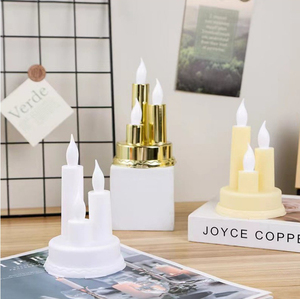 <span class=keywords><strong>Bougie</strong></span> pilier LED scintillante à 3 têtes, sans flamme, en <span class=keywords><strong>fausse</strong></span> <span class=keywords><strong>cire</strong></span>, pour la décoration de table de Noël et de mariage - Product Image 2