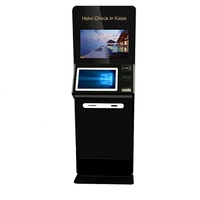 27 32 Inch Floor Standing Touch Screen Self Service Hotel Check-in Checkout Passport Scanner Printer Cash Acceptor Payment Kiosk