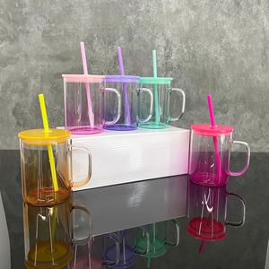 Vaso de vidrio de 17 oz con efecto ombré, sin BPA, reciclable, para sublimación, para refrescos y jugos, con pajita de color, para vinilo, de EE. UU. - Product Image 2