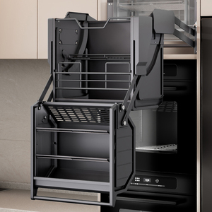HNOSS Système de levage de cuisine Organisateur de panier de levage déroulant Armoire haute hydraulique <span class=keywords><strong>Double</strong></span> panier à tirer vers le bas - Product Image 1
