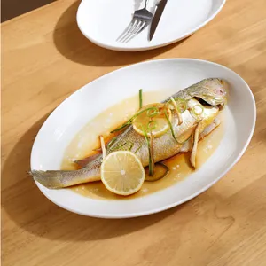 Piatto di zuppa di pesce in stile nordico più venduto stoviglie moderne in ceramica bianca pura