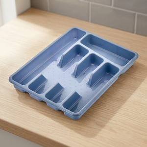 Eco-Friendly Blue Indoor <b>Kitchen</b> Organizer Small Multifunctional Cutlery Holder with Plastic Folding Rack for Home <b>Storage</b> Decor - Product Image 2
