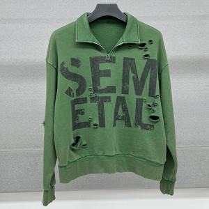 Sudadera con Capucha Estampada de Algodón Desgastado, Estilo Urbano, Personalizada, Gruesa, con Media Cremallera, Lavada al Ácido, Sudadera Extra Grande con Cierre de Cremallera - Product Image 1