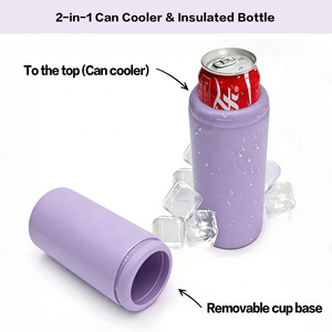 Botella de Agua 2 en 1 Personalizada, Enfriador de Latas, Acero Inoxidable, Aislamiento al Vacío, Taza de Viaje, Tapa <span class=keywords><strong>con</strong></span> Pajita Antiderrames, <span class=keywords><strong>con</strong></span> Asa, para Bebidas - Product Image 4