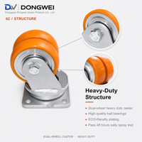Roues pivotantes jumelées en polyuréthane à noyau CPU/alu pour AGV, de 4 à 12 pouces, robustes (orange/argent) pour le rail
