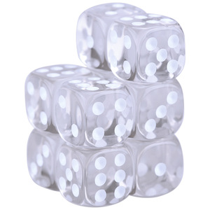 Hot bán tùy chỉnh in 16mm góc tròn chấm trắng D6 rõ ràng tinh thể xúc xắc trong suốt cho hội đồng quản trị thẻ trò chơi - Product Image 1