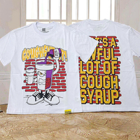Camisetas de Diseño para Hombre, Marca COUGH SYRUP, Estilo Hip Hop, Vintage, 100% Algodón, Ecológicas, Transpirables, Corte Holgado, Personalizadas con Diseños de Bebidas