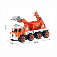 Union World - Juguetes de Construcción 4 en 1 con Control Remoto para Niños, con Luces y Música, Juego de Construcción DIY, Excavadora/Tractor/Herramientas