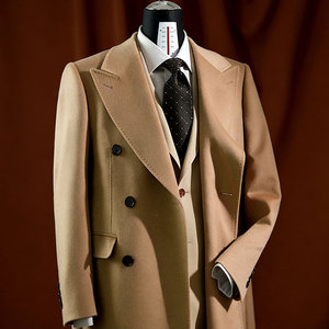Cappotto <span class=keywords><strong>Marrone</strong></span> a Mezza Lunghezza con Taglio 3D per <span class=keywords><strong>Uomo</strong></span>, Doppiopetto su Misura, <span class=keywords><strong>Trench</strong></span> Casual Elegante per Abbigliamento da Gentiluomo - Product Image 1