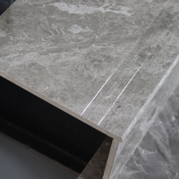 Carrelage de marche en céramique gris aspect marbre brillant, corps plein, 170x300x1200mm