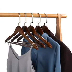 फैक्टरी प्रत्यक्ष बिक्री कपड़ों की दुकान के लिए घूर्णन योग्य गैर पर्ची धातु हुक हैंगर लकड़ी के कपड़े हैंगर