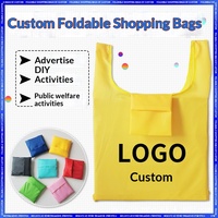 Sac de courses pliable en polyester 210D écologique et réutilisable avec logo personnalisé, sac de courses pliable en nylon avec pochette Ripstop