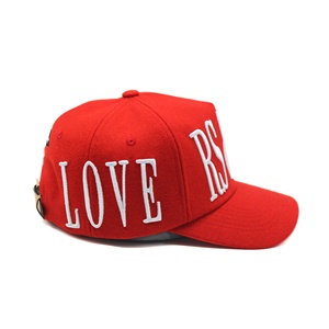 Gorras de camionero de perfil alto personalizadas al por mayor, gorra de camionero de lana roja, gorra de béisbol bordada de 5 paneles - Product Image 5
