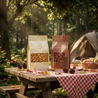 Sachet refermable mat coloré à fond plat avec fermeture éclair et fenêtre, imprimé sur mesure pour noix, café, snacks, OEM