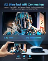 Mini projecteur LED intelligent portable 5G HD 1080P 300 lumens sans fil Android 4K avec mise au point manuelle et fonction de mise en miroir d'écran pour home cinéma